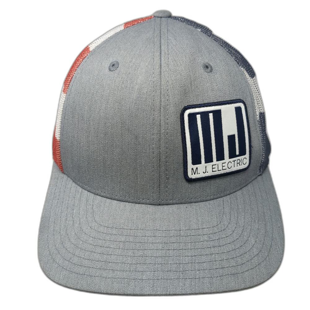 Richardson Trucker Hat Gray One Size American Flag MJ Electric Mesh Snapback